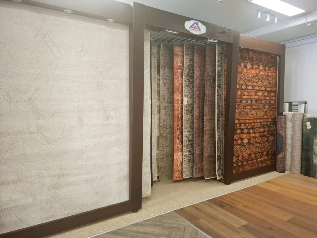 Rug display in the Flooring House showroom