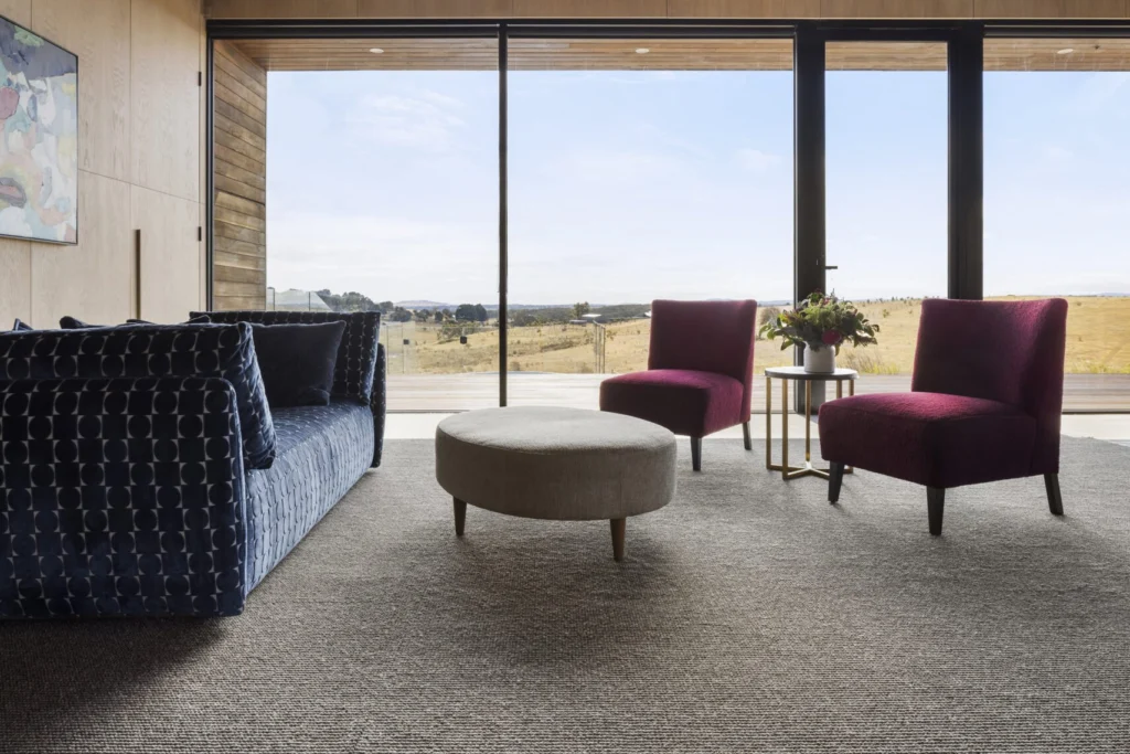 Brit wool carpet in Heather installed in a room
