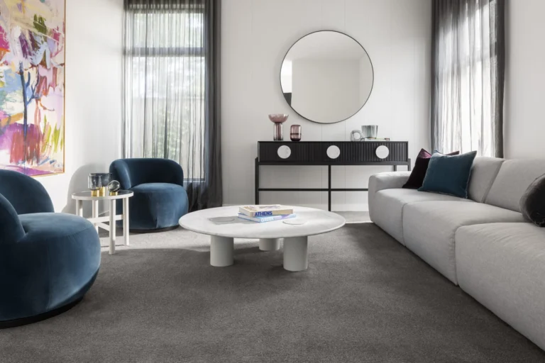 Callista nylon carpet in Bluster installed in a room