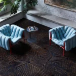 Encore woven carpet in Metropolis installed in a room