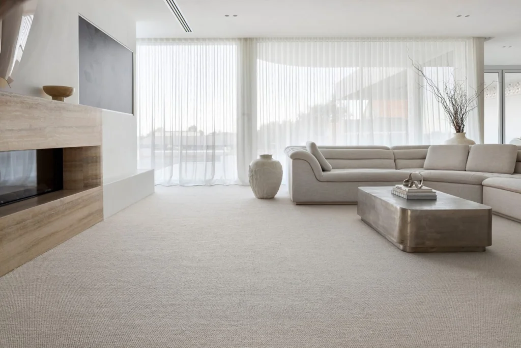 Everton wool carpet in Honeycombe installed in a room