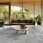 Plume nylon carpet in Drift installed in a room
